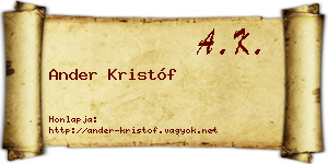 Ander Kristóf névjegykártya